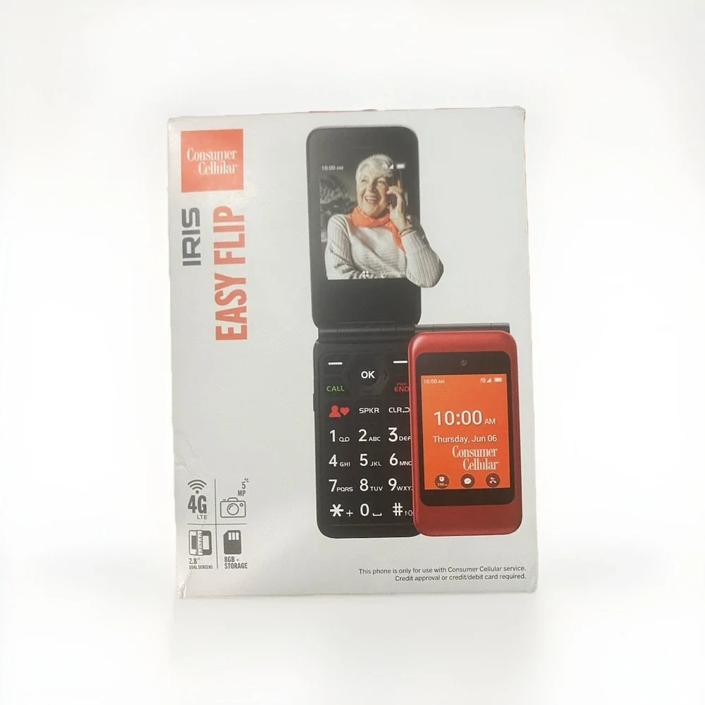 Iris Easy Flip Consumer Cellular Flip Phone 2.8